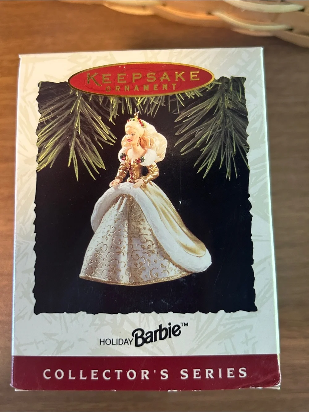 1994 Hallmark Barbie Holiday Ornament - Gold & White